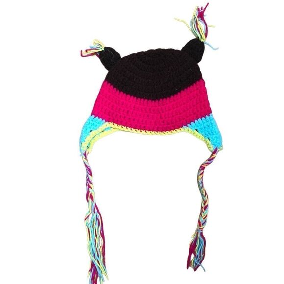 Girls Knit Owl Hat OS Chunky Knit Tassels Winter - Picture 2 of 2